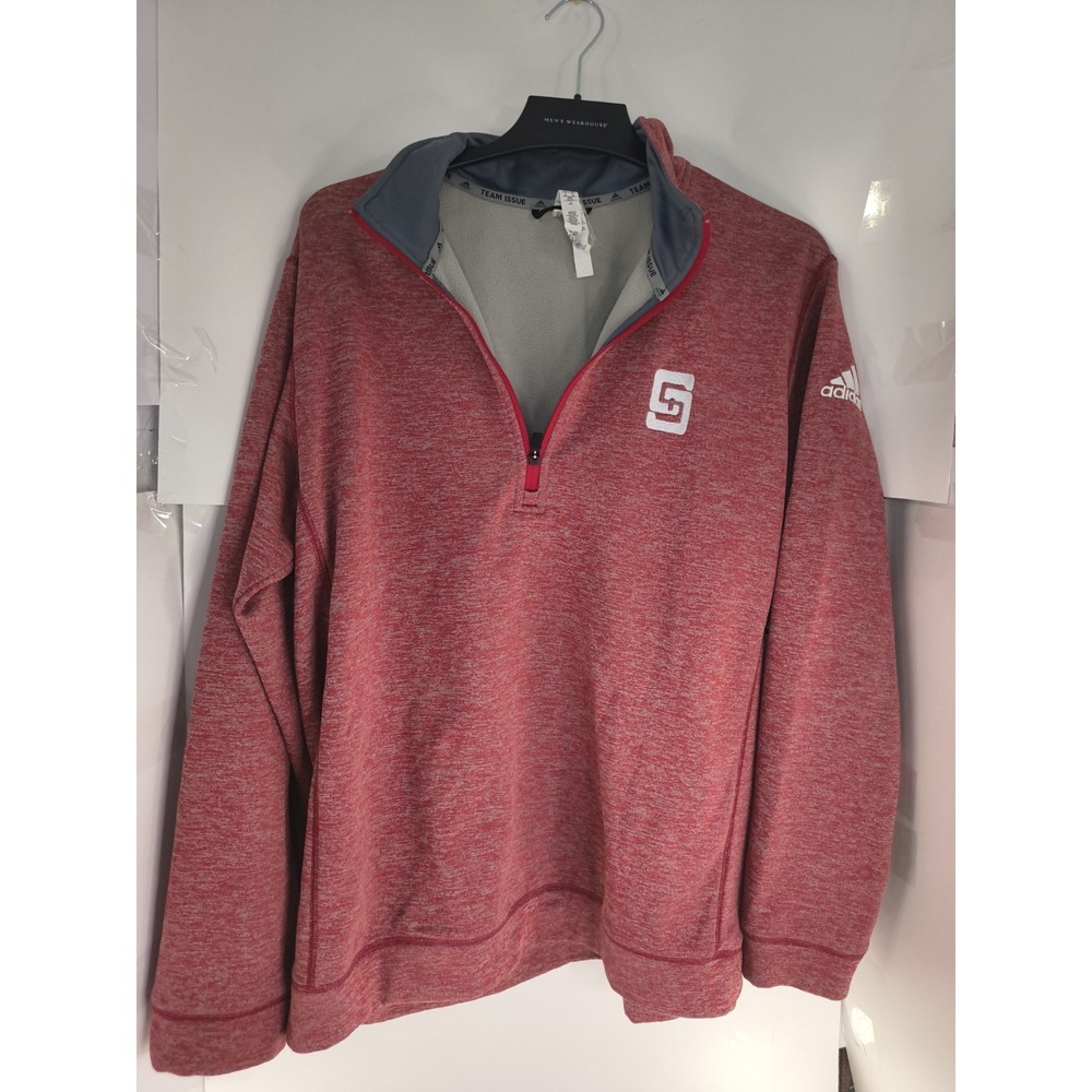 Adidas Team Issue 1/4 Zip Pullover Mens XL Red Athletic Sweatshirt Logo